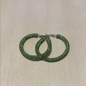 Sparkling Green Hoop Earrings